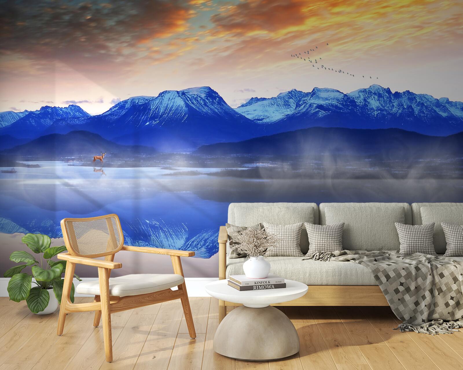 Fotobehang een mistige deken over het onstabiele wateroppervlak