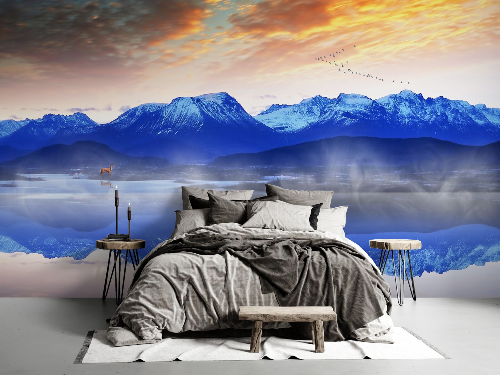 Fotobehang een mistige deken over het onstabiele wateroppervlak