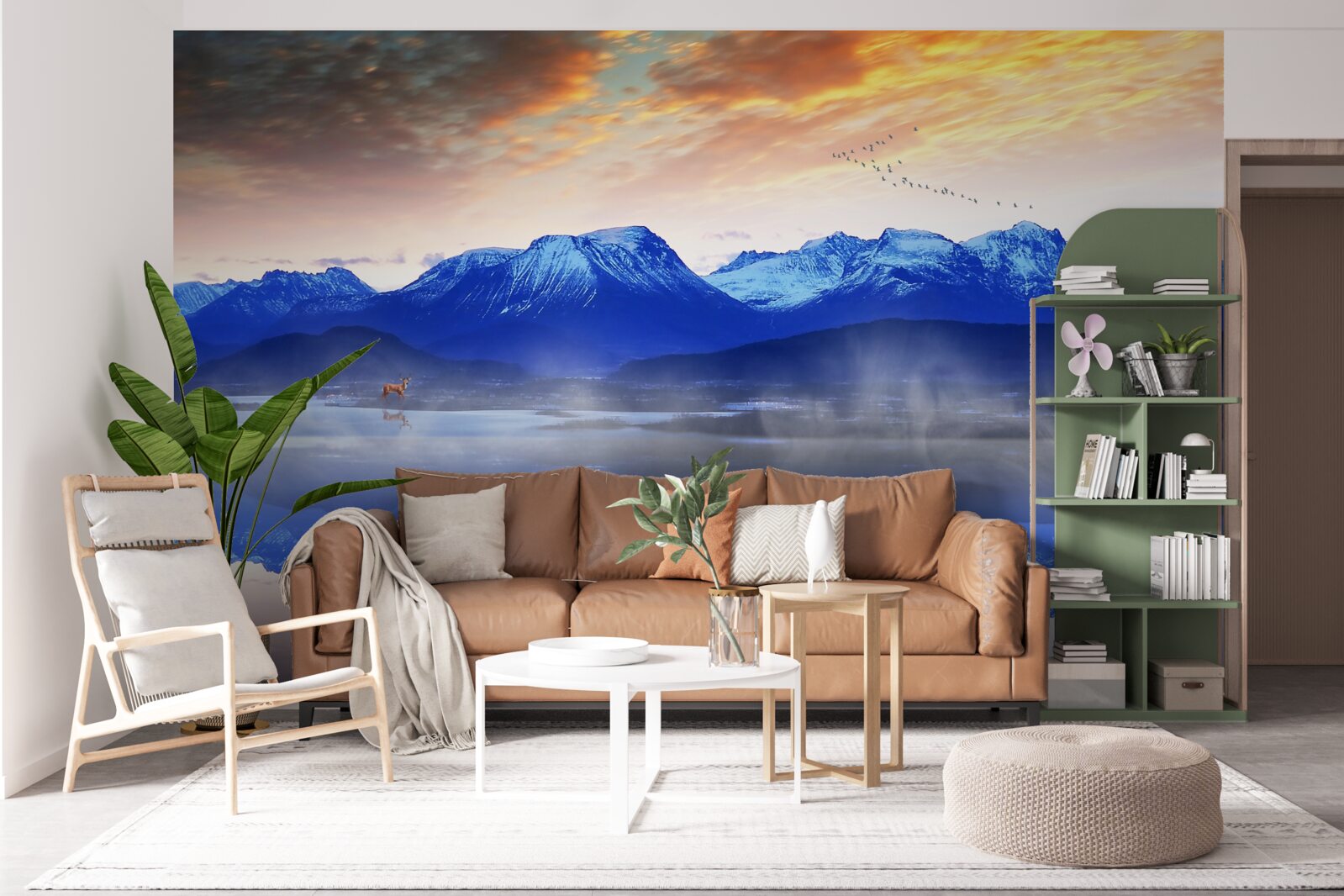 Fotobehang een mistige deken over het onstabiele wateroppervlak