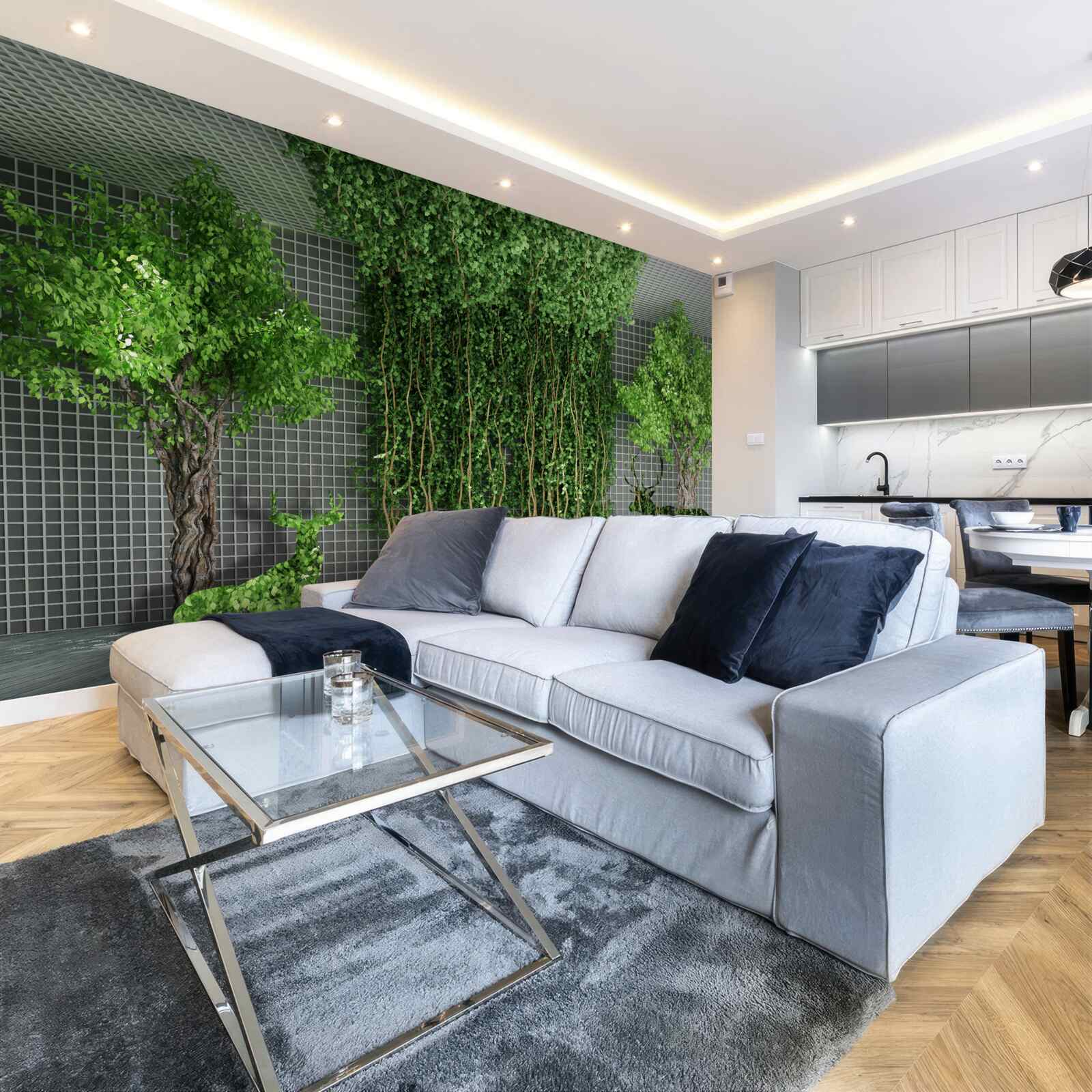 Fotobehang groen bos omringt de hertenscène