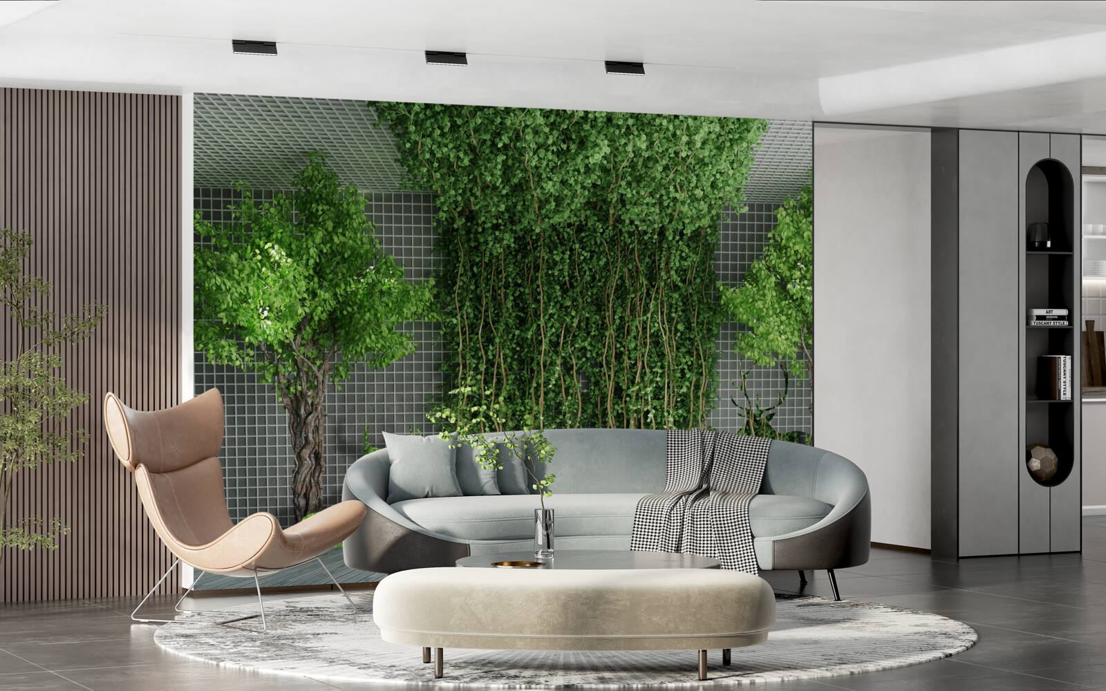 Fotobehang groen bos omringt de hertenscène