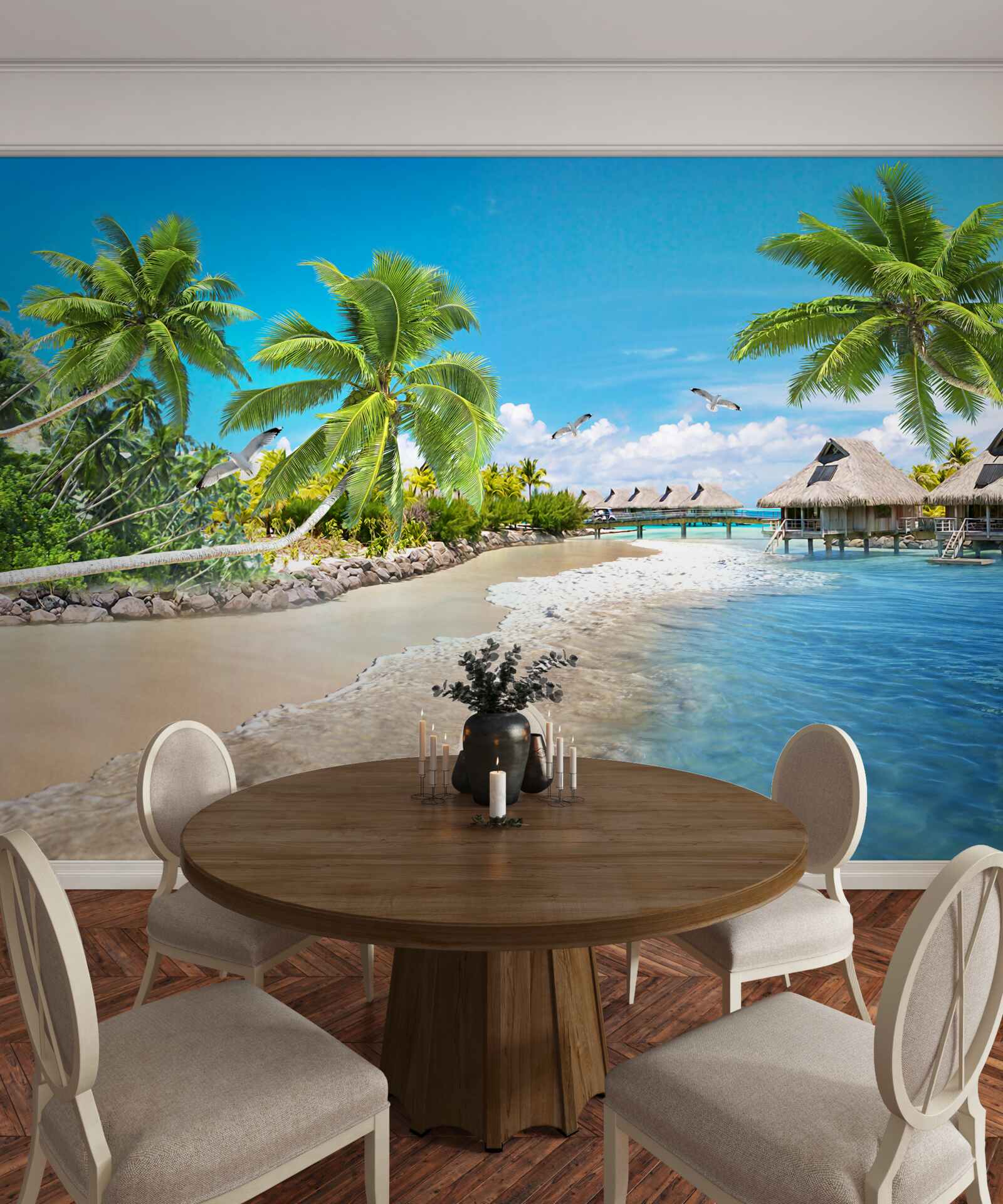 Fotobehang maritieme tuinhuisjes op het water