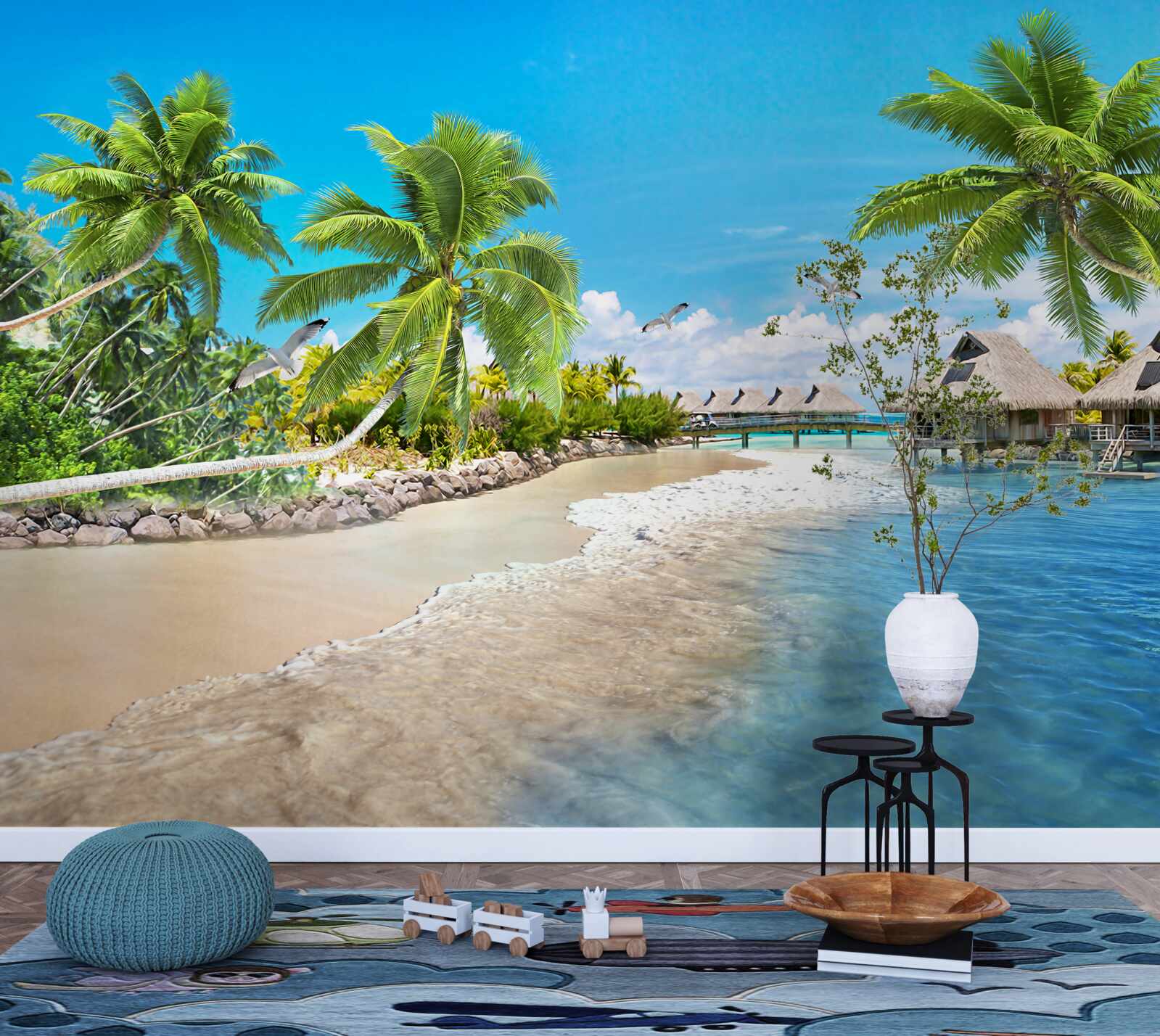 Fotobehang maritieme tuinhuisjes op het water