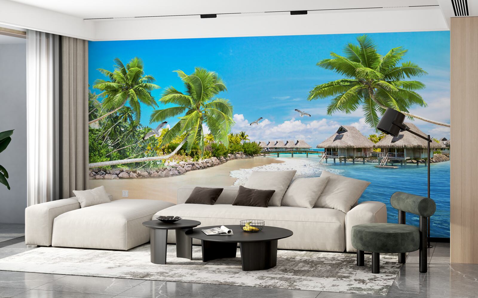 Fotobehang maritieme tuinhuisjes op het water