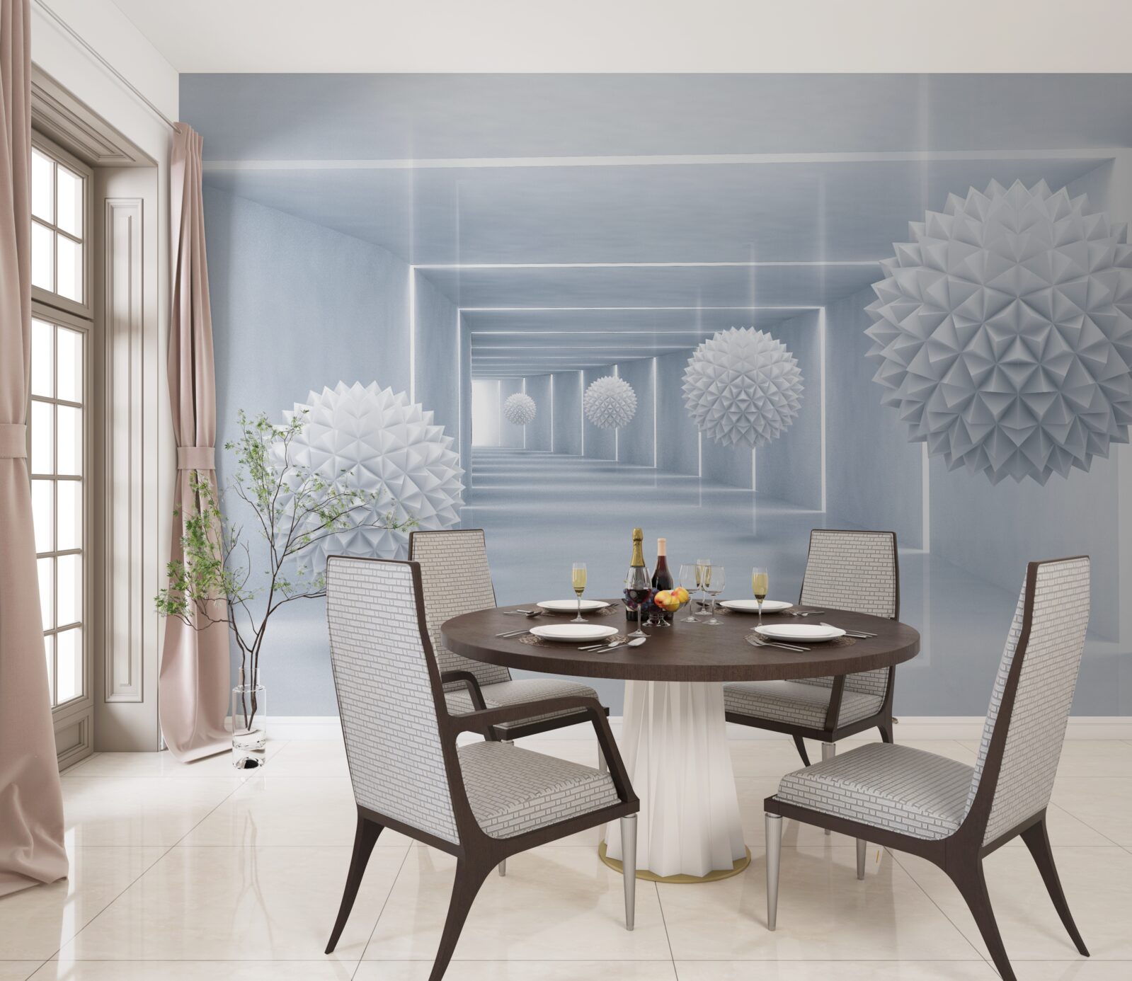 Fotobehang kogels en tunnel in visueel perspectief