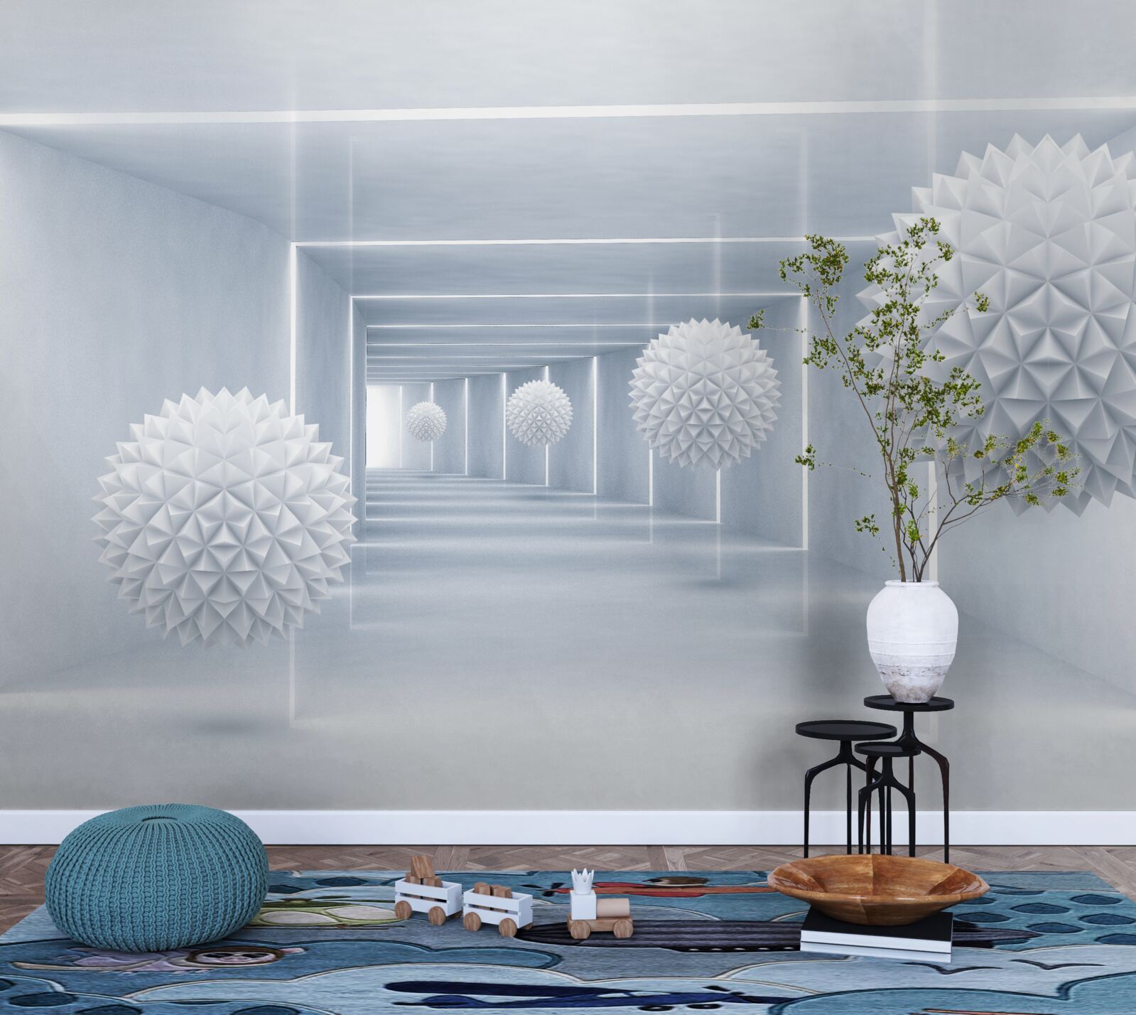 Fotobehang kogels en tunnel in visueel perspectief