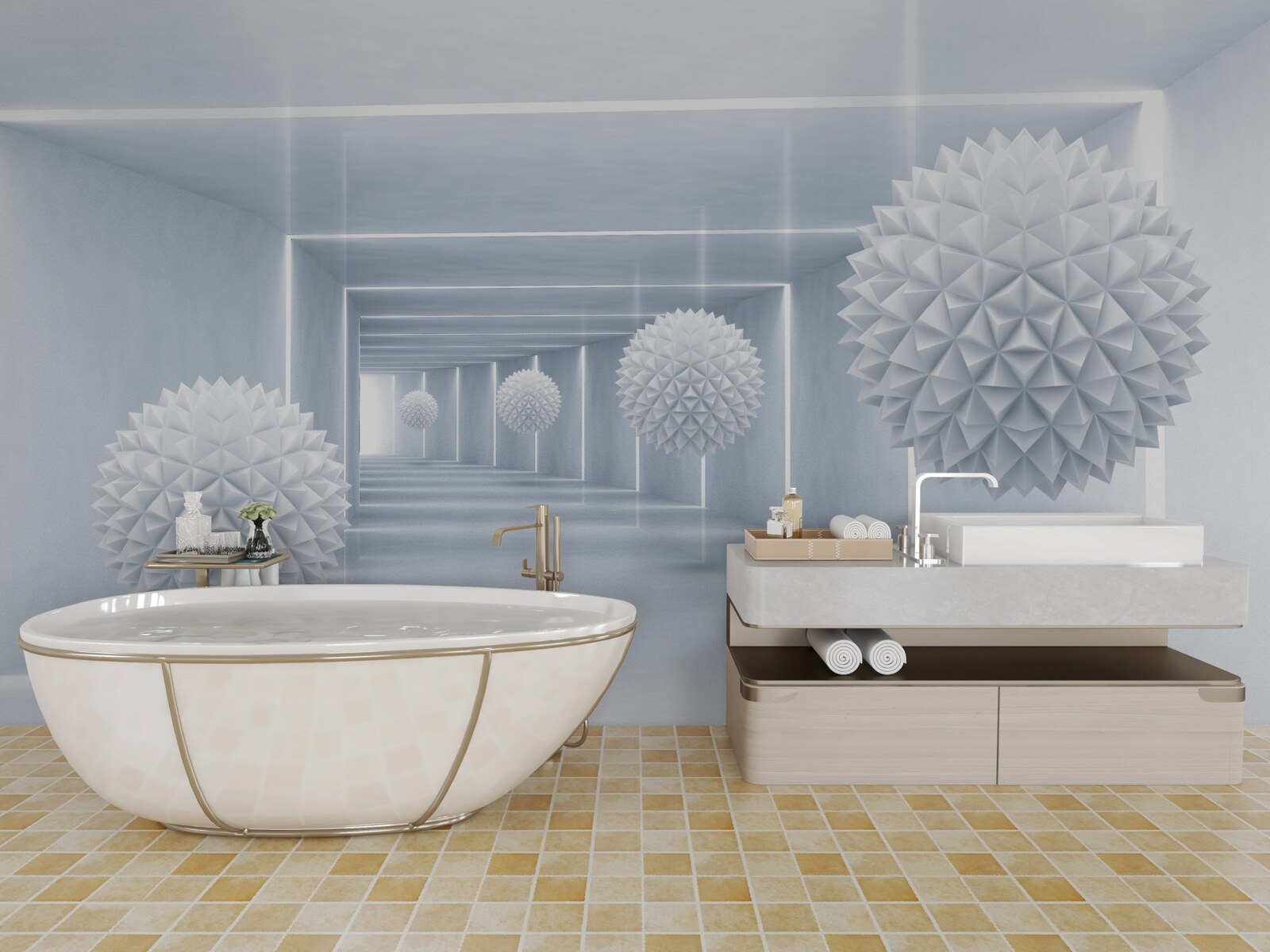 Fotobehang kogels en tunnel in visueel perspectief