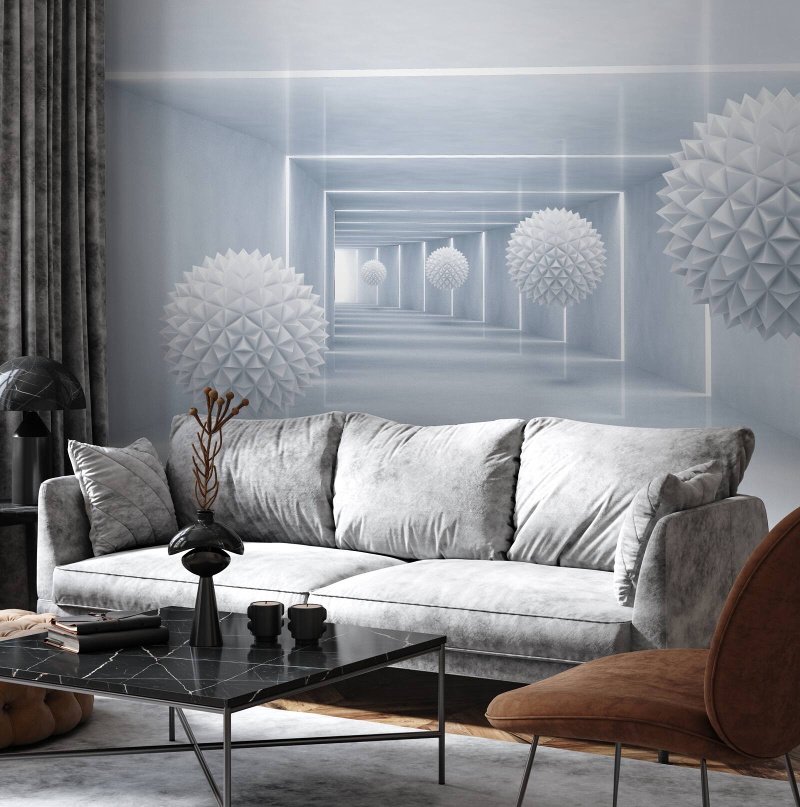 Fotobehang kogels en tunnel in visueel perspectief