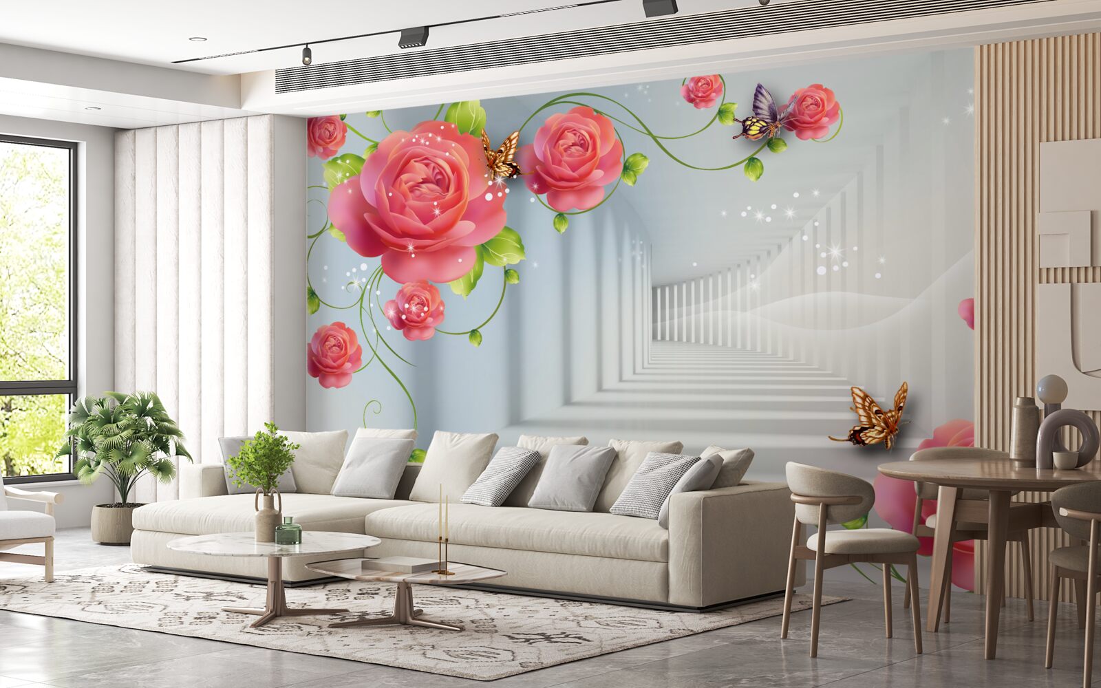 Fotobehang rode rozen liggen voor de ouders