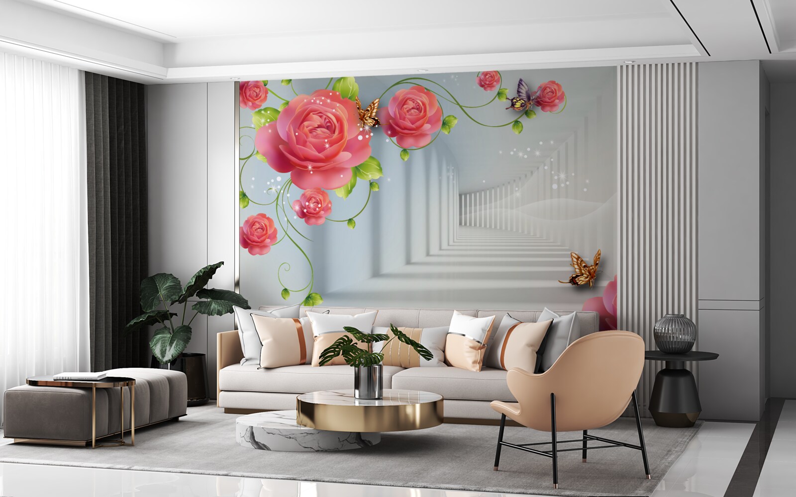 Fotobehang rode rozen liggen voor de ouders