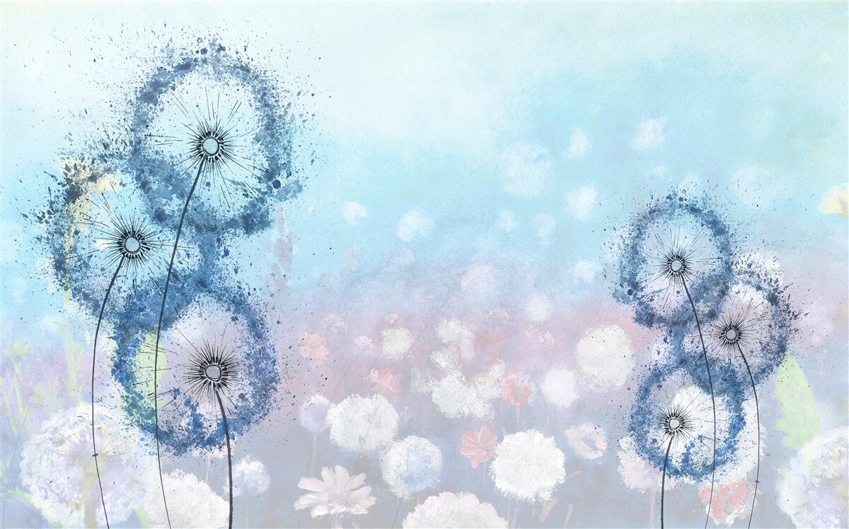 Fotobehang ongewone blauwe bloemen