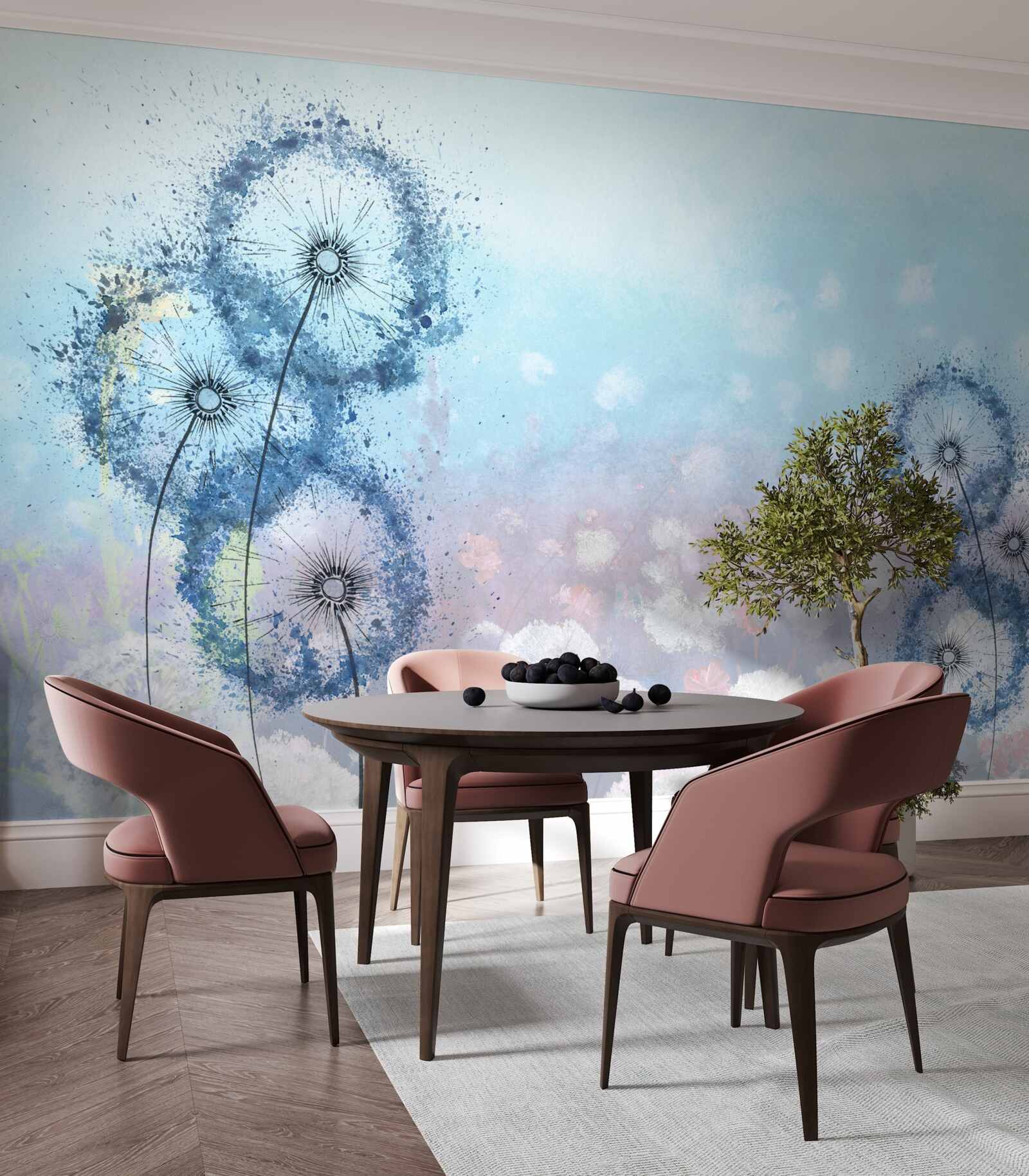 Fotobehang ongewone blauwe bloemen