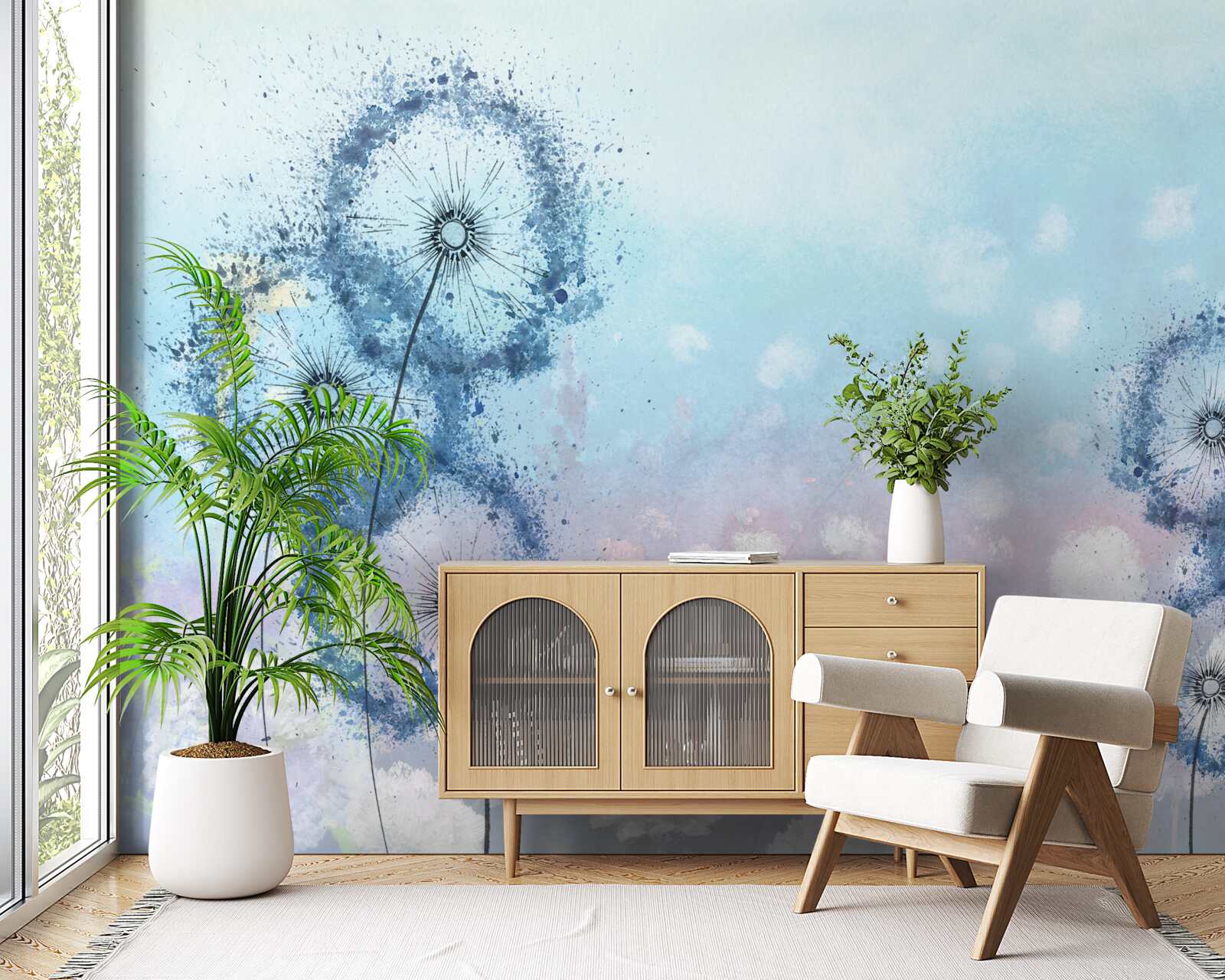 Fotobehang ongewone blauwe bloemen