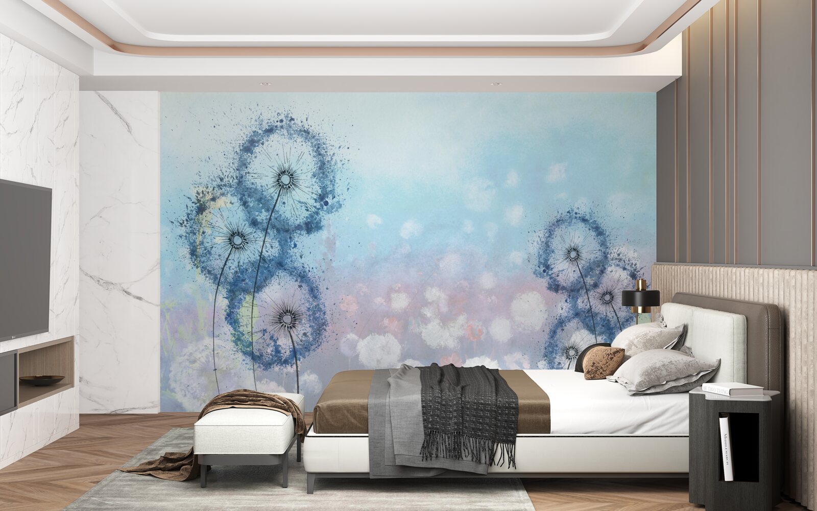 Fotobehang ongewone blauwe bloemen