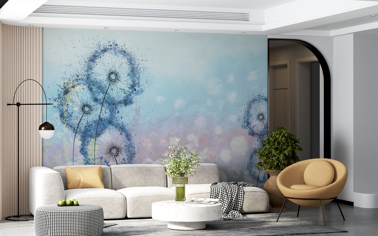 Fotobehang ongewone blauwe bloemen
