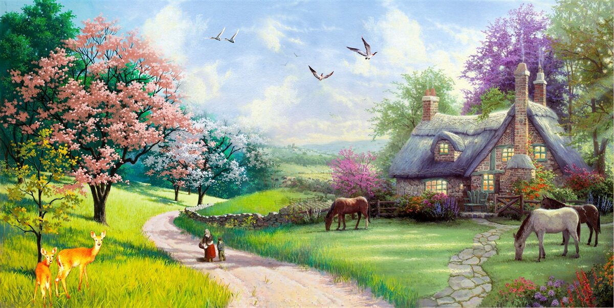 Fotobehang afgelegen zomerhuis in het bos