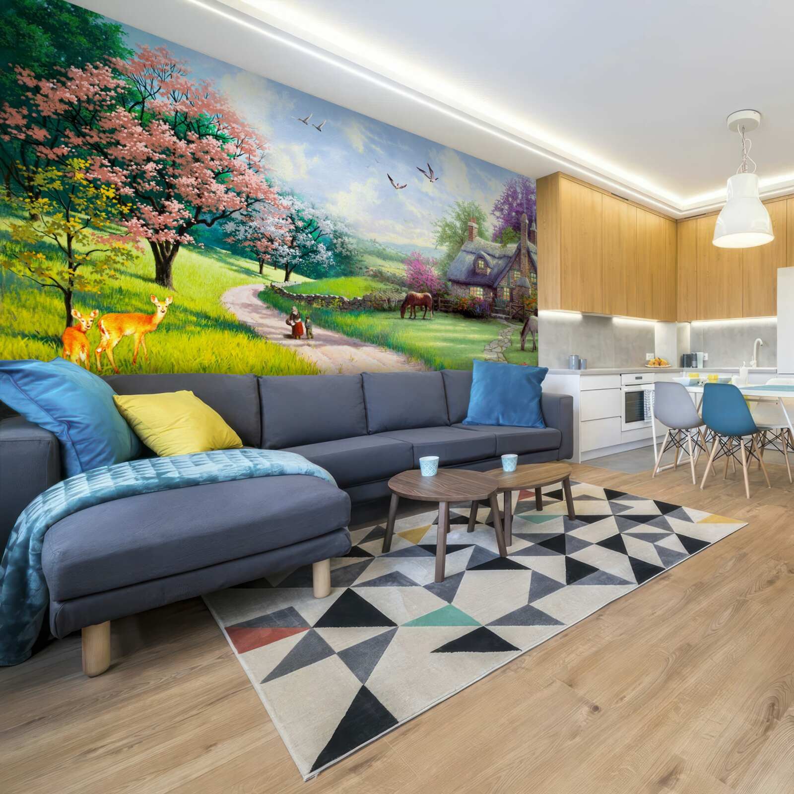 Fotobehang afgelegen zomerhuis in het bos