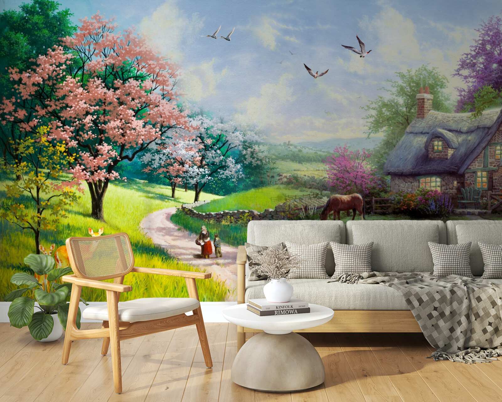 Fotobehang afgelegen zomerhuis in het bos