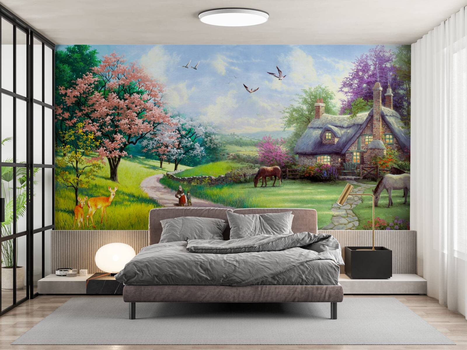 Fotobehang afgelegen zomerhuis in het bos