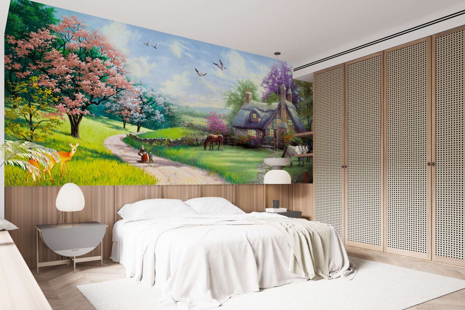 Fotobehang afgelegen zomerhuis in het bos