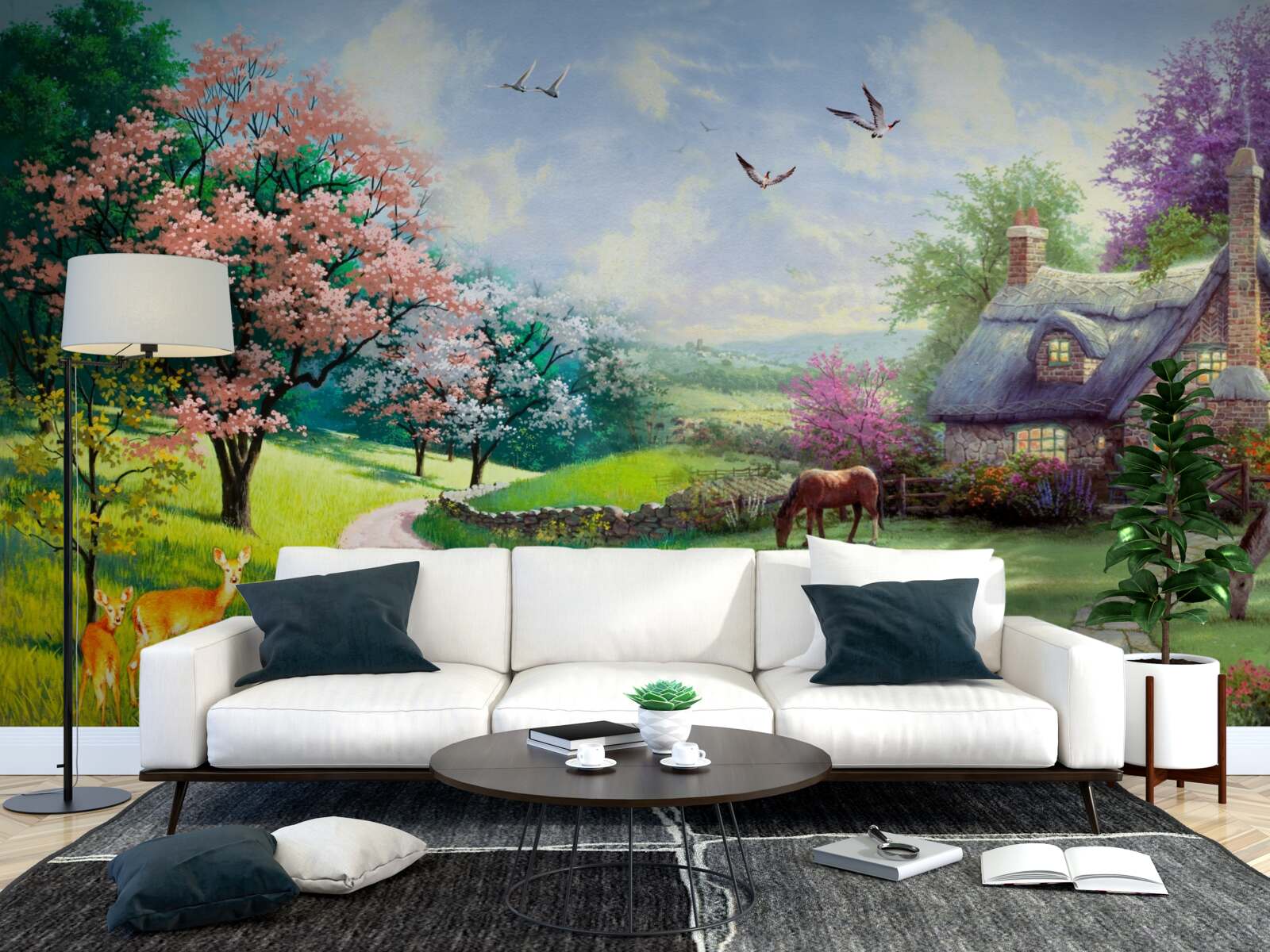 Fotobehang afgelegen zomerhuis in het bos