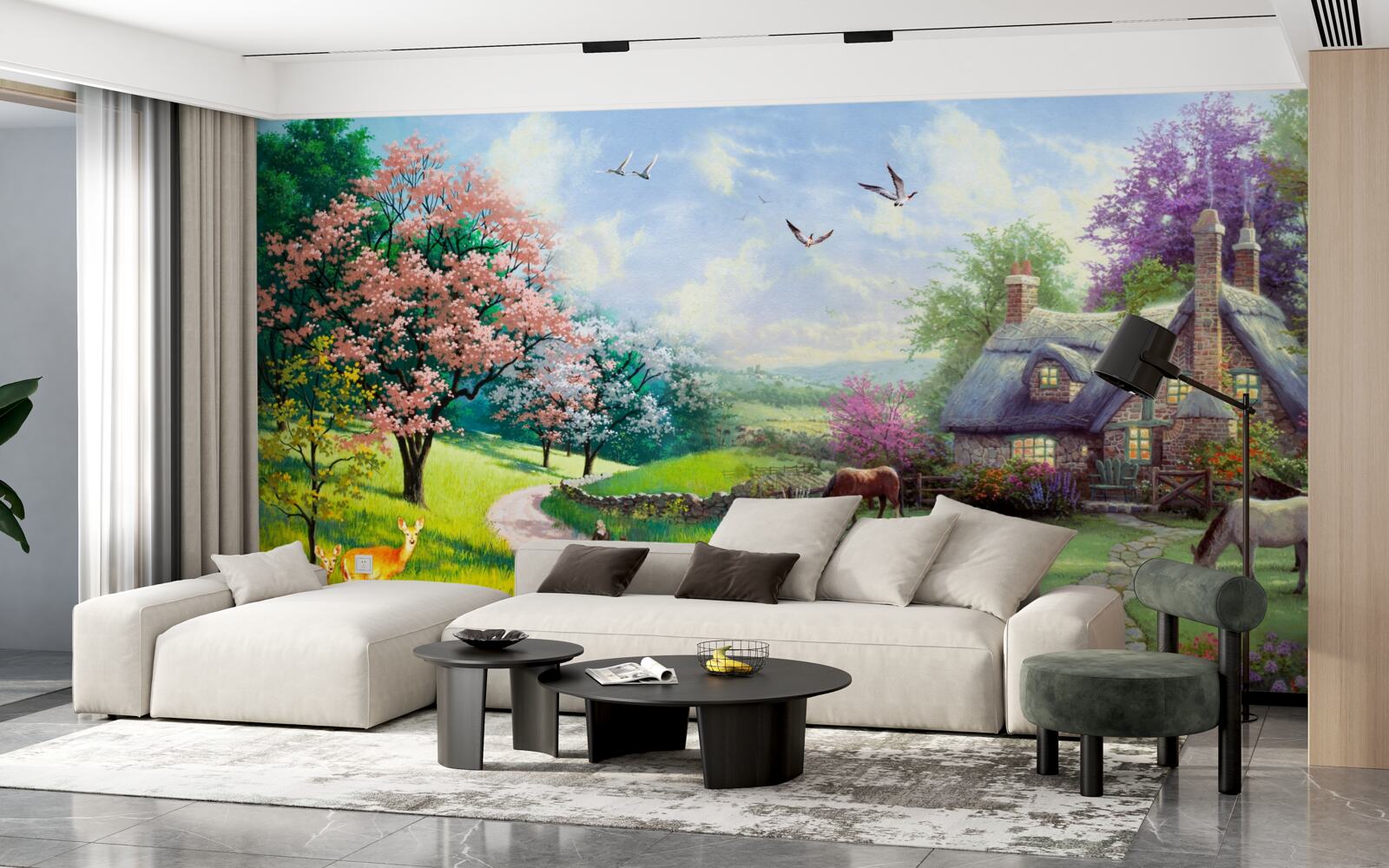 Fotobehang afgelegen zomerhuis in het bos