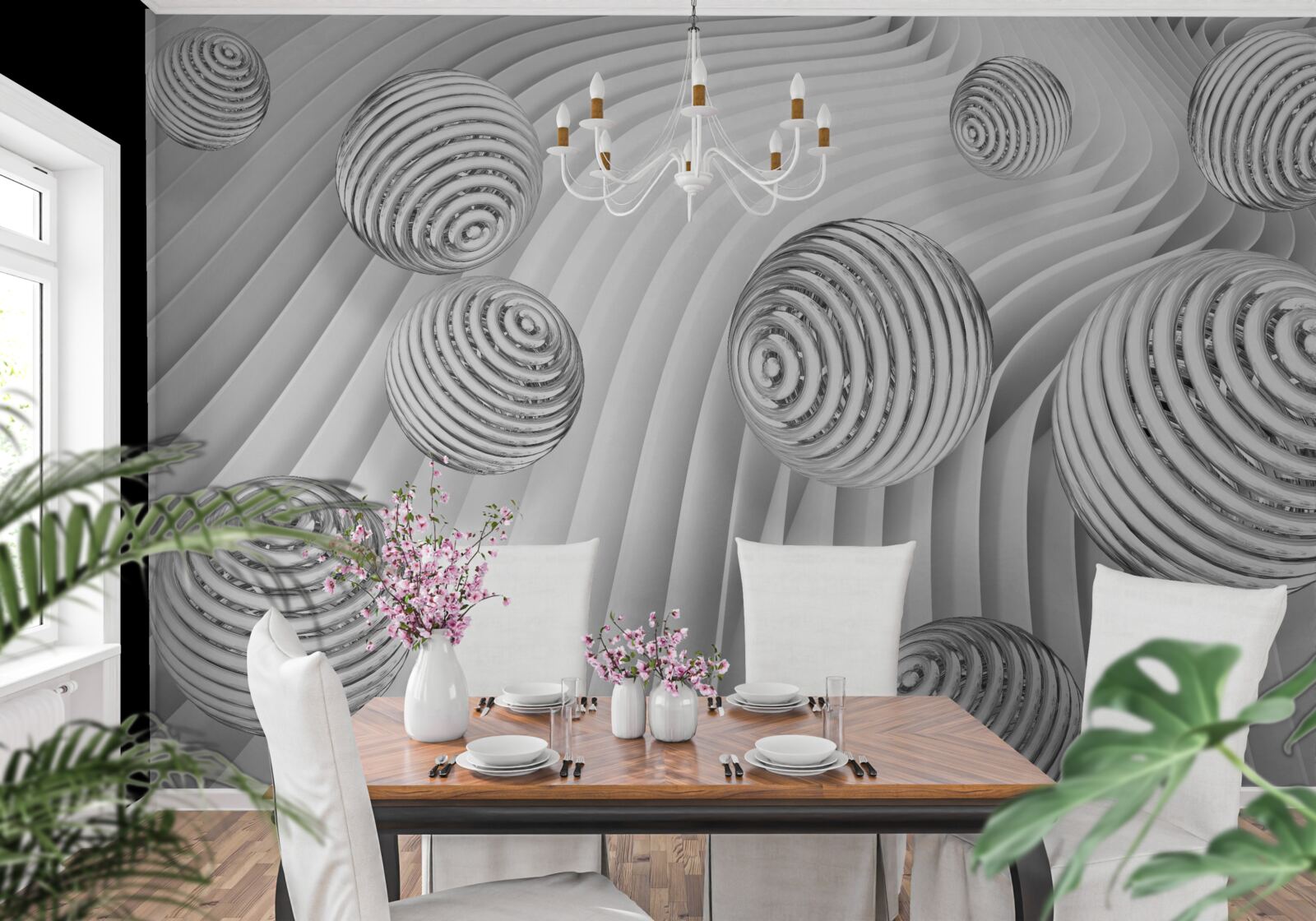 Fotobehang ballen met strepen bewegen soepel over het oppervlak