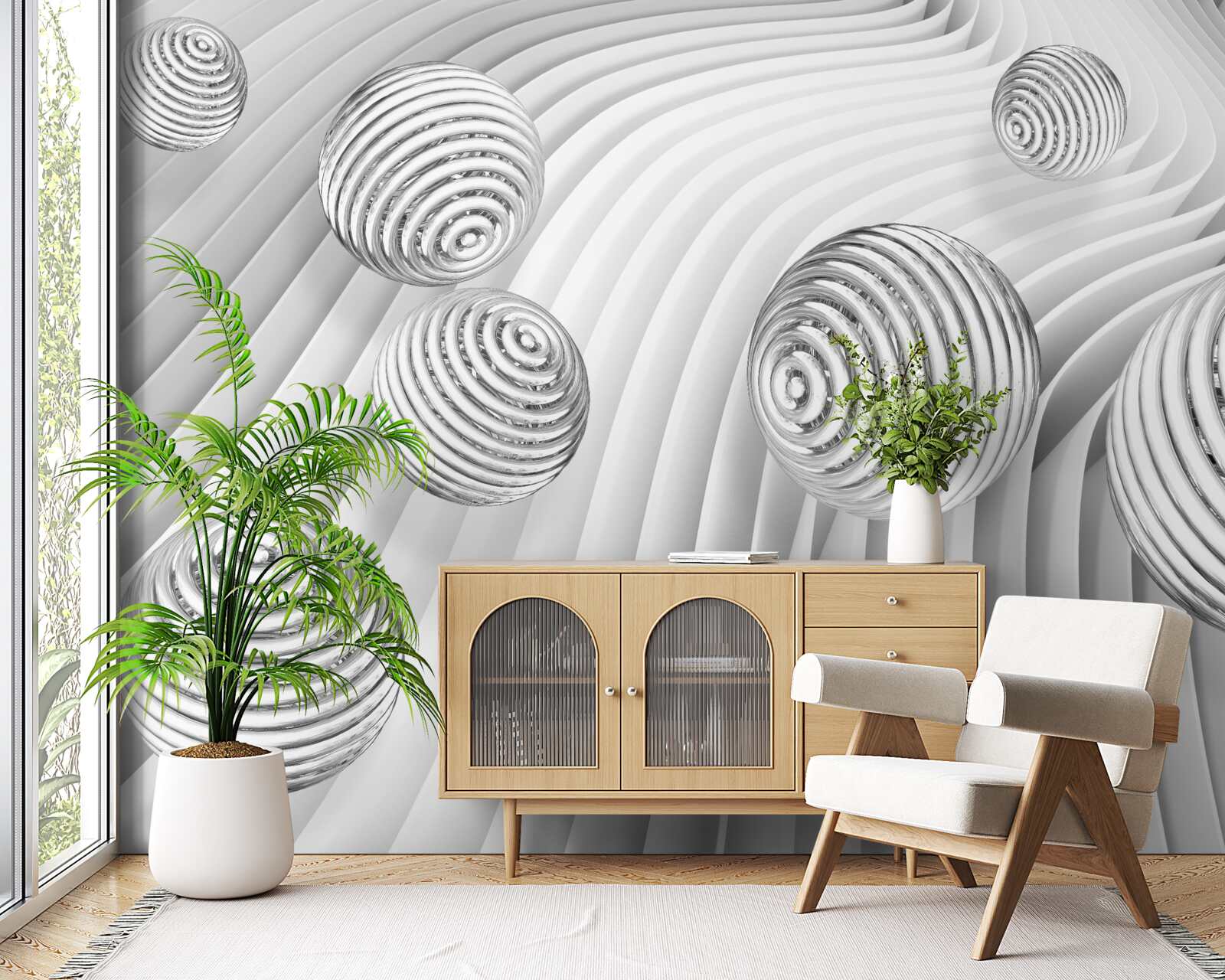 Fotobehang ballen met strepen bewegen soepel over het oppervlak