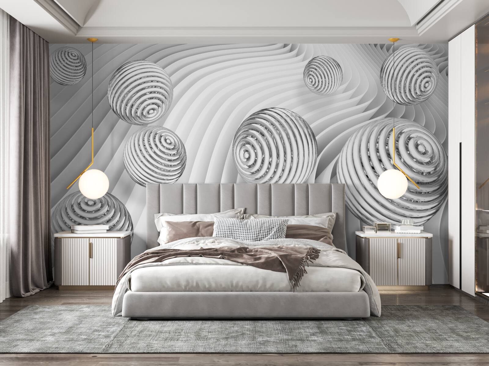 Fotobehang ballen met strepen bewegen soepel over het oppervlak