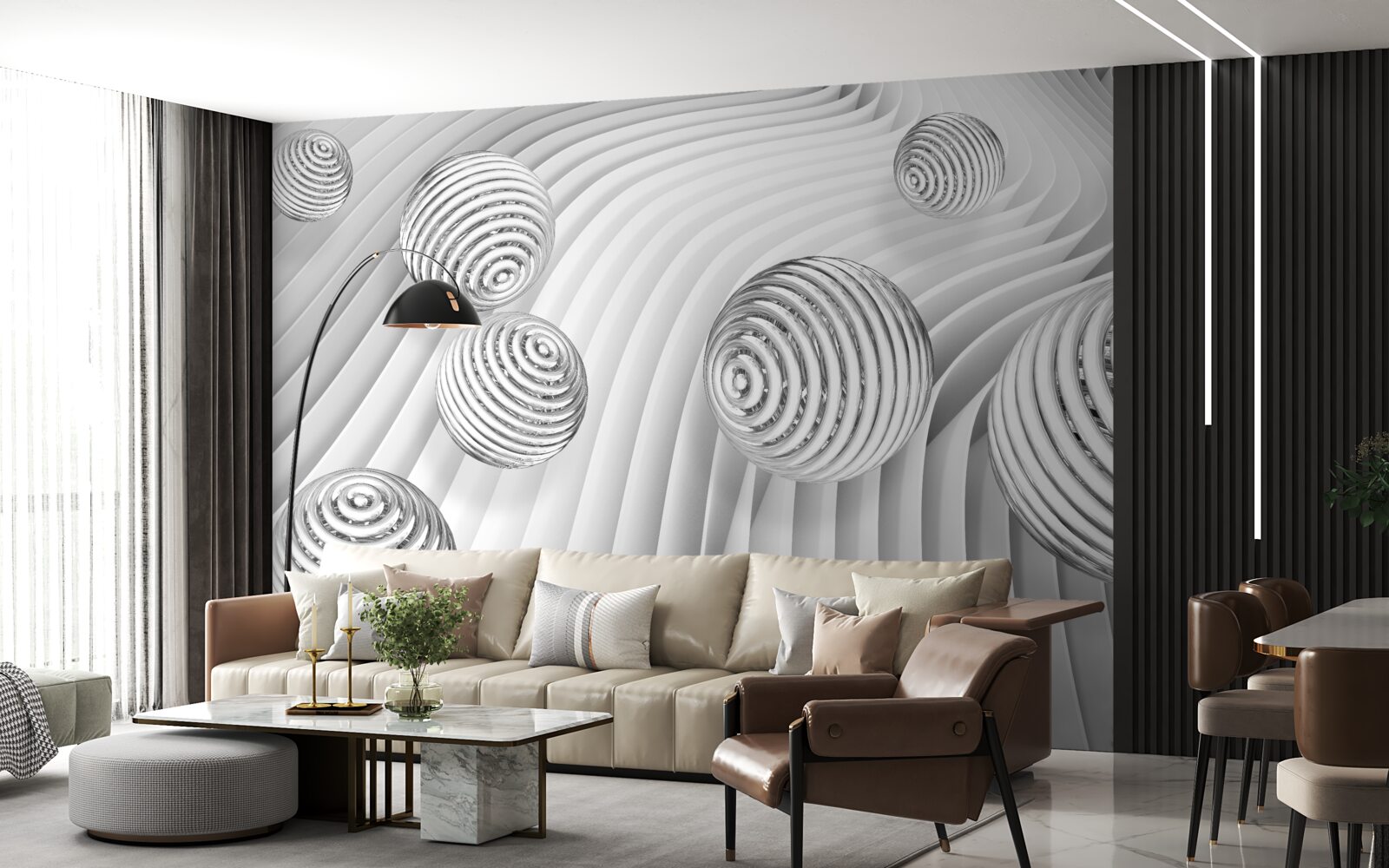 Fotobehang ballen met strepen bewegen soepel over het oppervlak