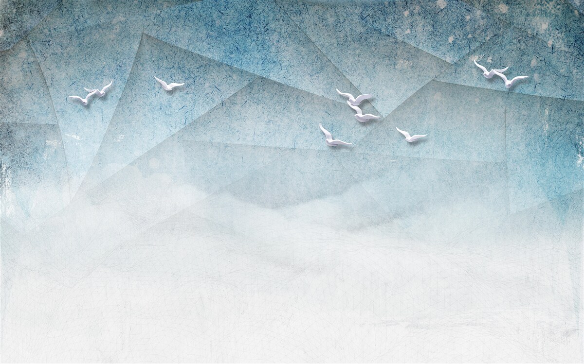 Fotobehang de vijver fungeert als struikgewas voor vogels