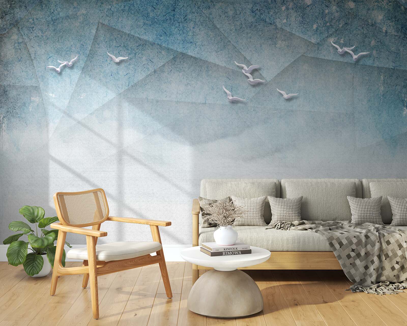 Fotobehang de vijver fungeert als struikgewas voor vogels