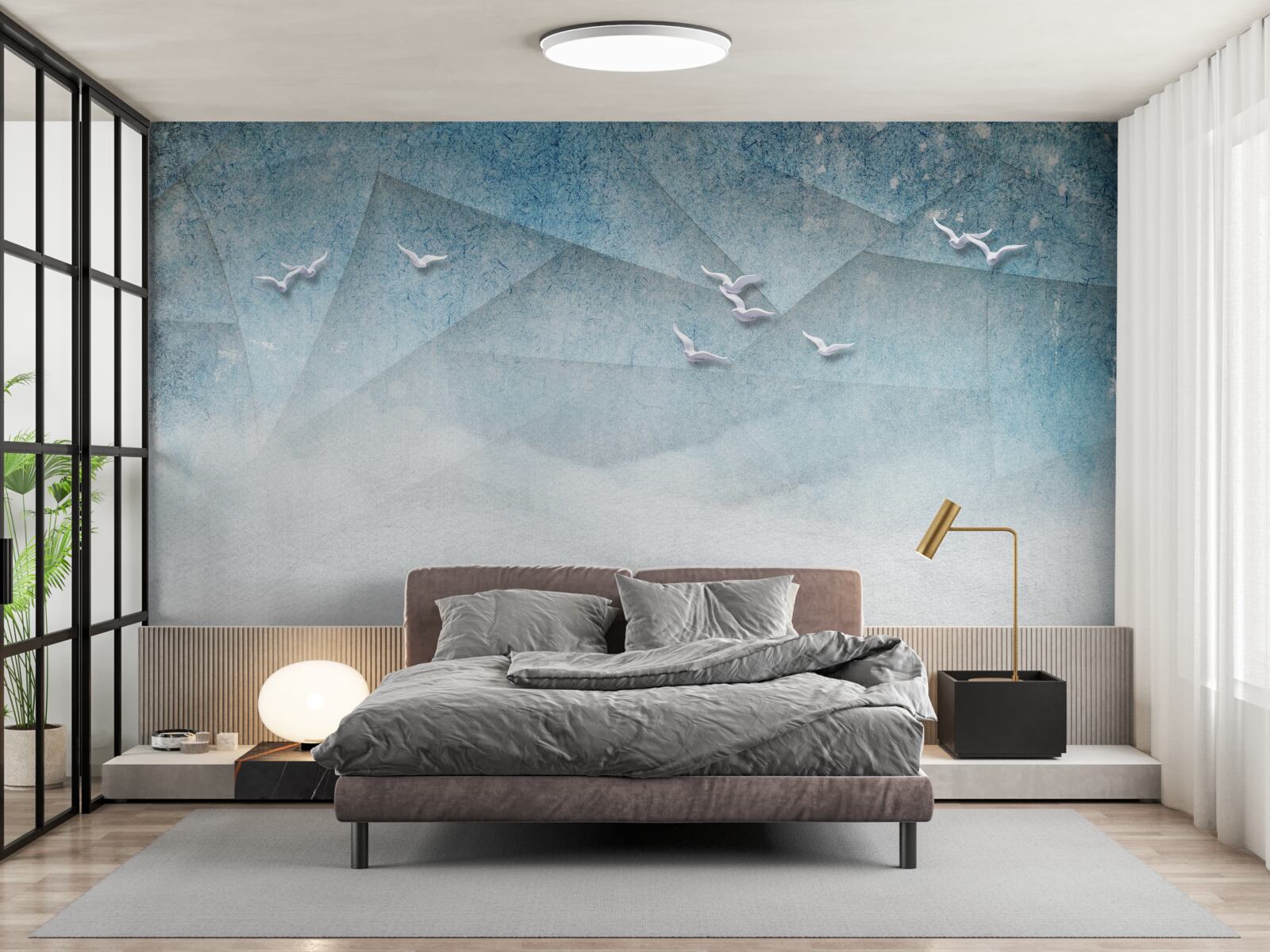 Fotobehang de vijver fungeert als struikgewas voor vogels