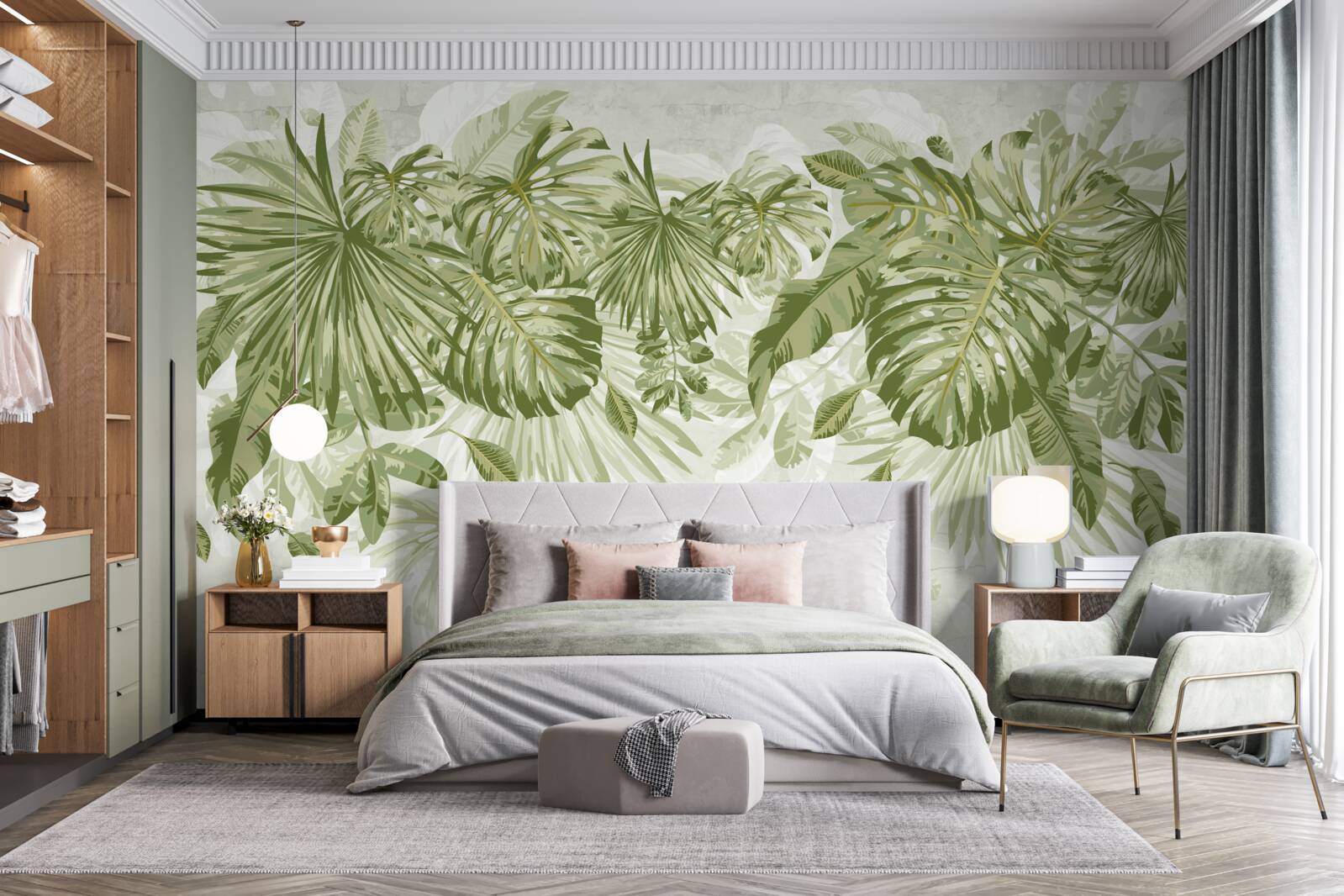 Fotobehang tropische bananen- en monsterabladeren