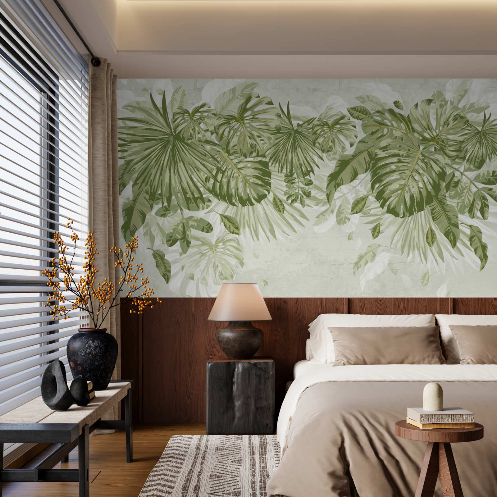 Fotobehang tropische bananen- en monsterabladeren