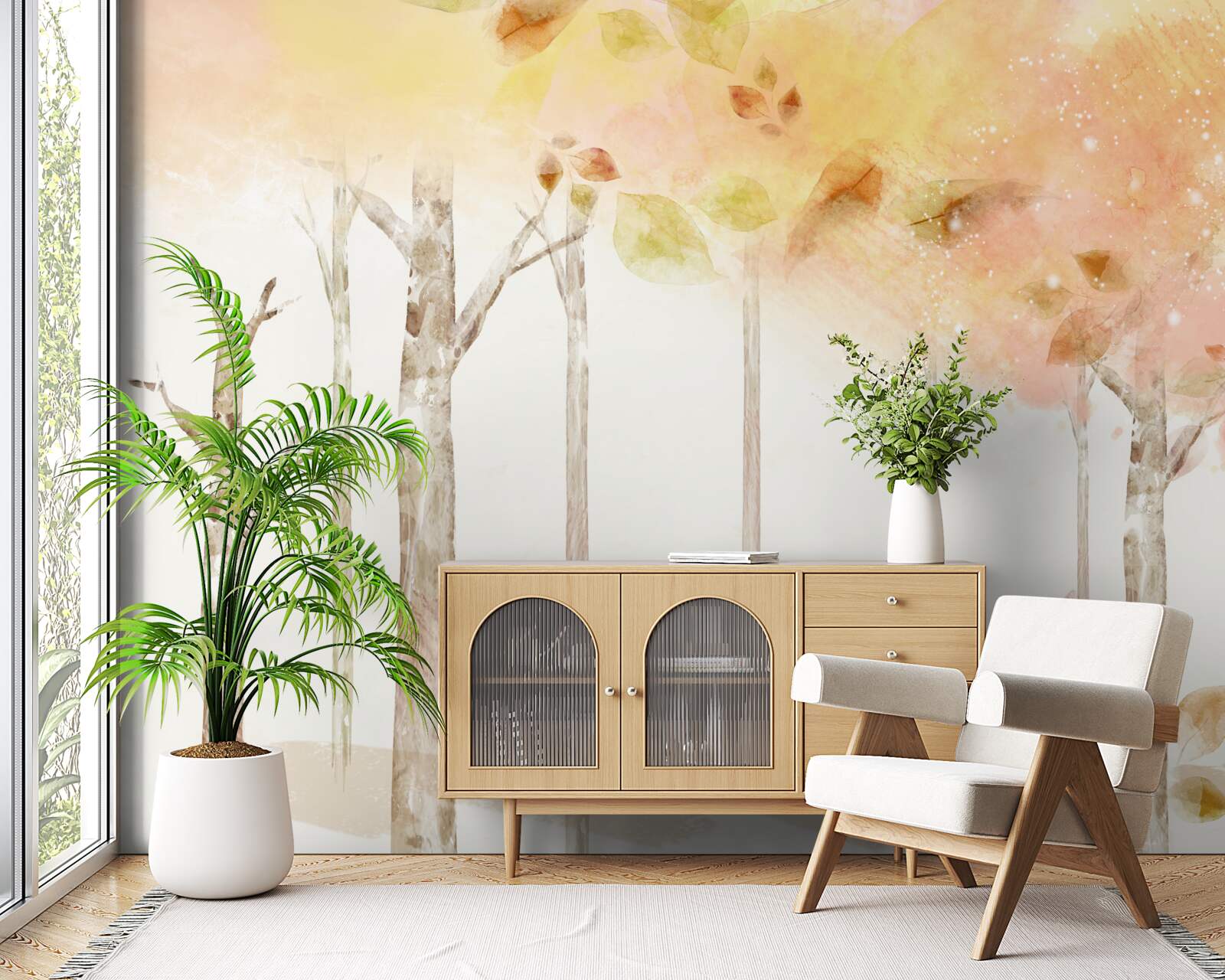 Fotobehang bomen verliezen hun bladeren in de herfst