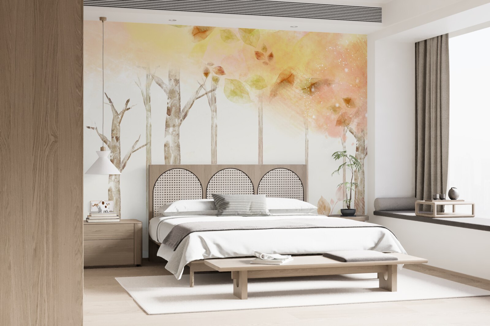 Fotobehang bomen verliezen hun bladeren in de herfst