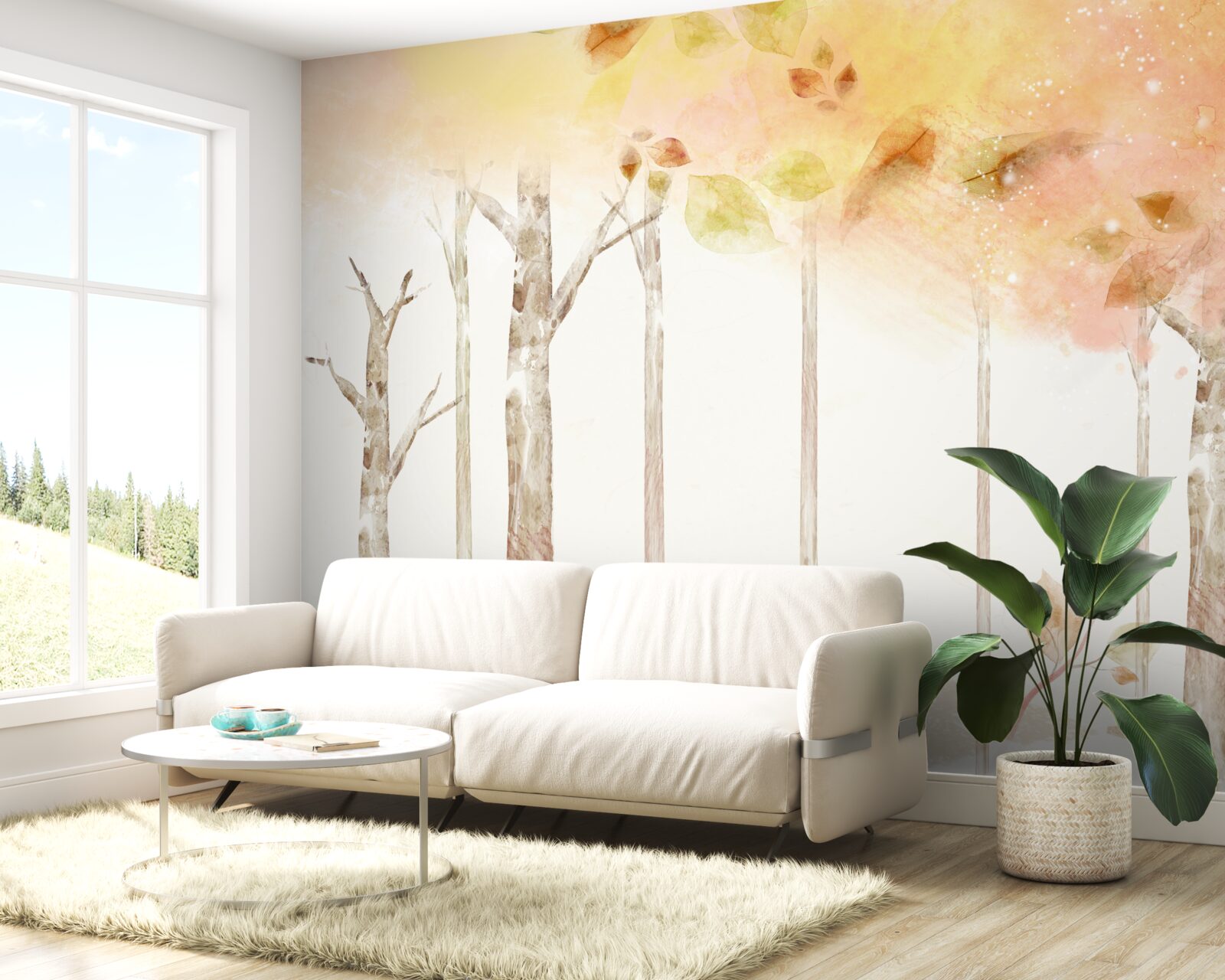 Fotobehang bomen verliezen hun bladeren in de herfst