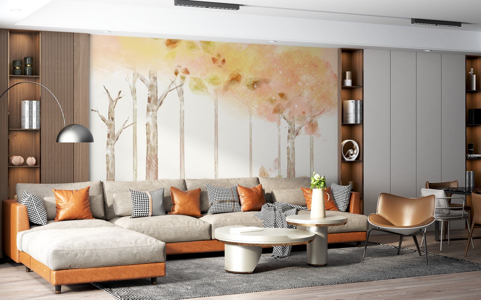 Fotobehang bomen verliezen hun bladeren in de herfst