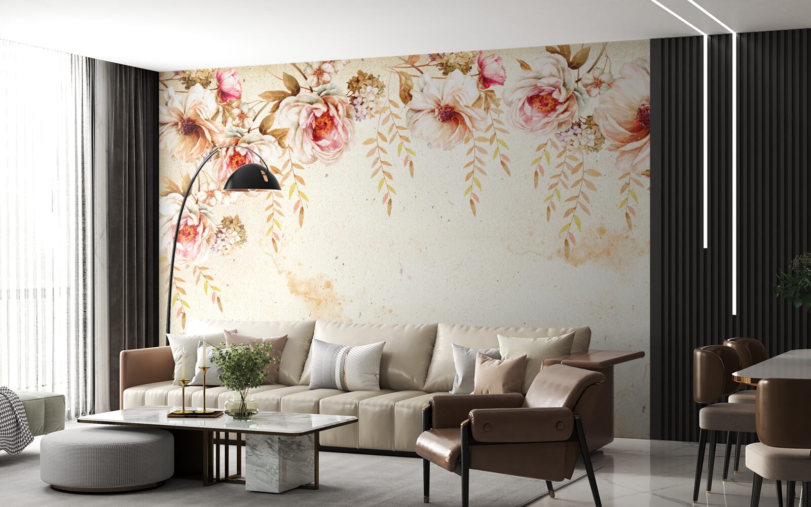 Fotobehang grote bloemknoppen tegen een lichte achtergrond