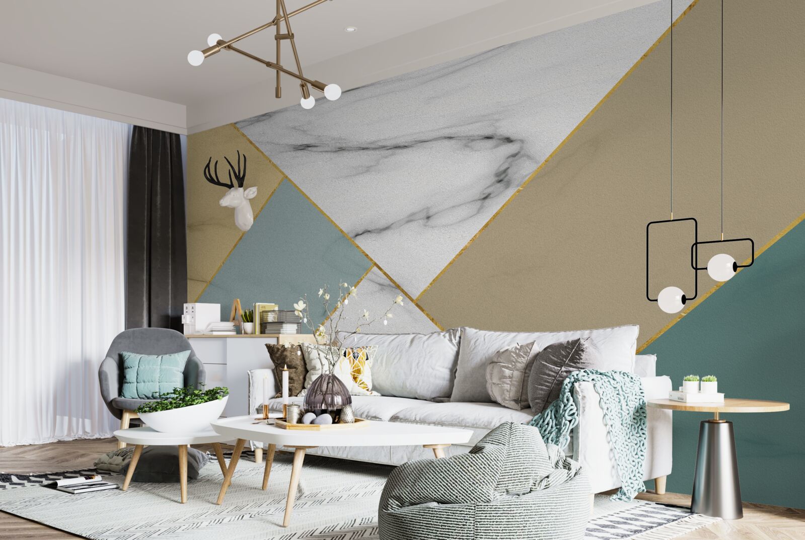 Fotobehang veelkleurige marmersteen