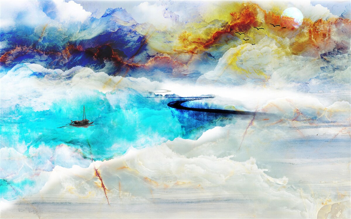 Fotobehang kust van de azuurblauwe zee tijdens een storm