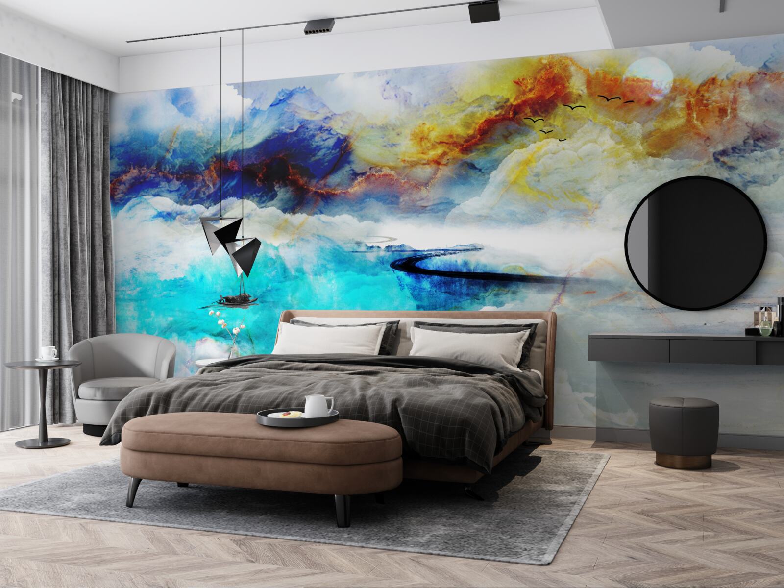 Fotobehang kust van de azuurblauwe zee tijdens een storm