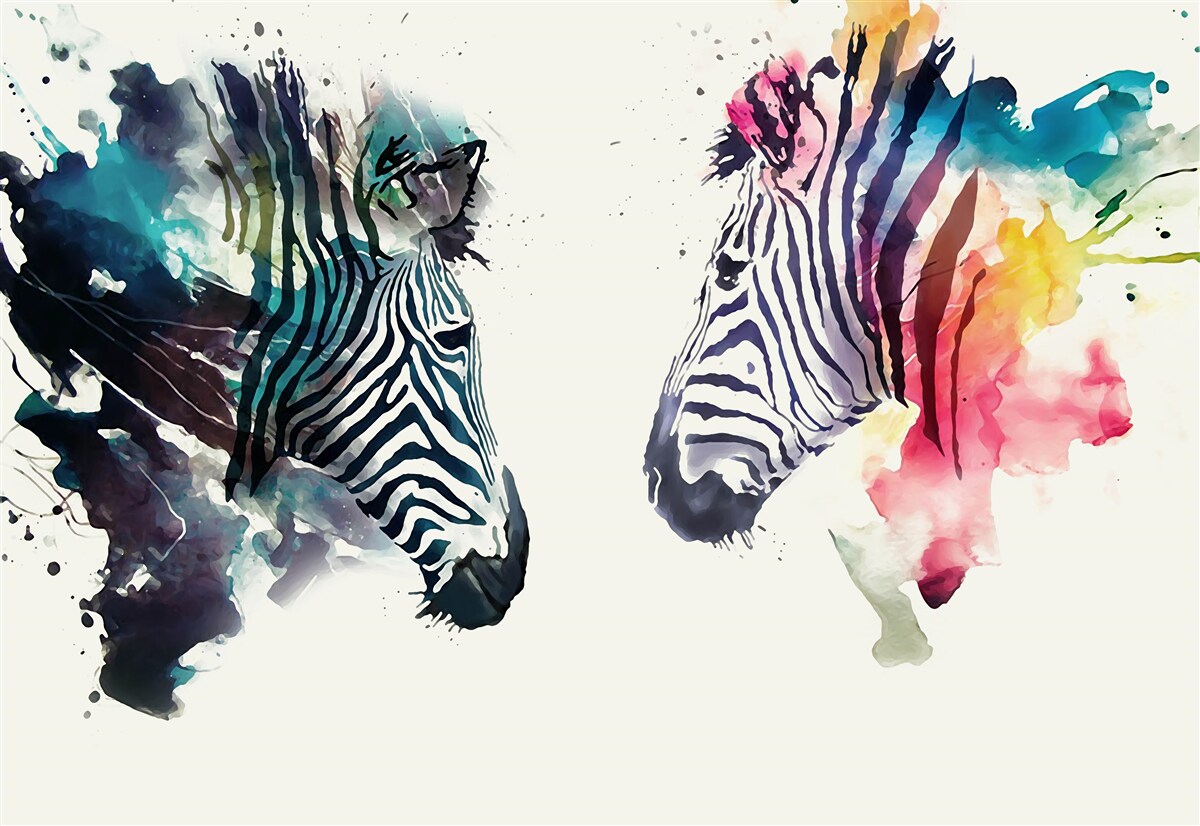 Fotobehang twee visueel duidelijke zebra's