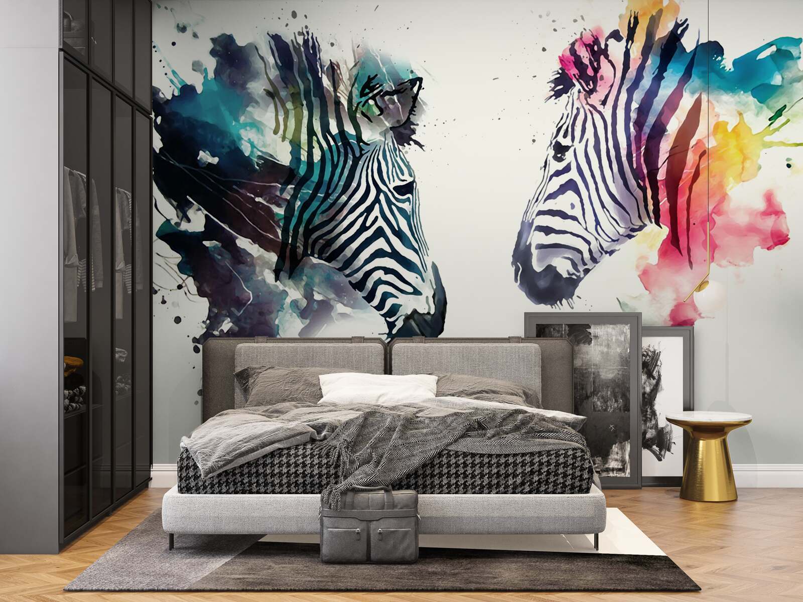 Fotobehang twee visueel duidelijke zebra's