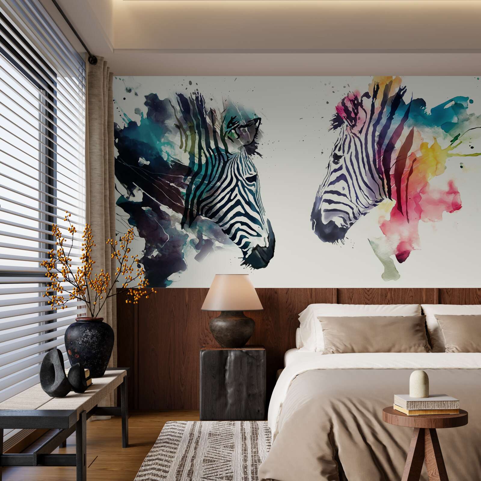 Fotobehang twee visueel duidelijke zebra's