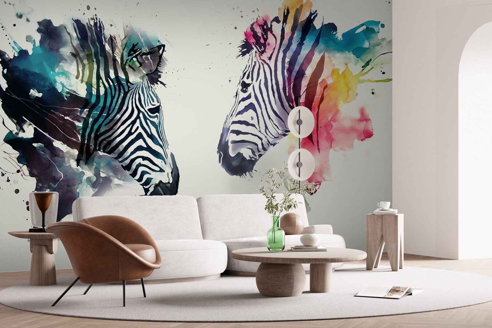 Fotobehang twee visueel duidelijke zebra's