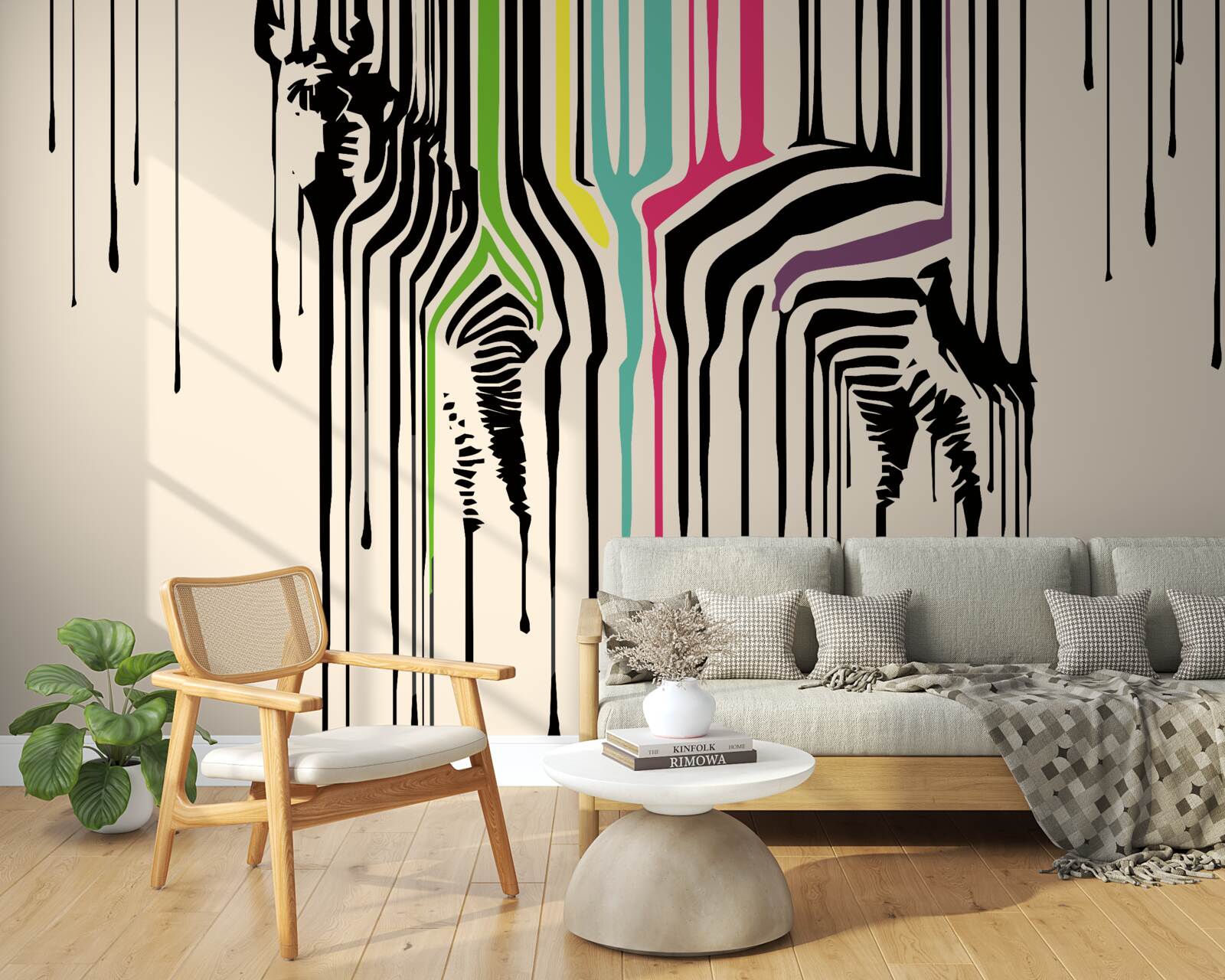 Fotobehang zebra afgebeeld met vegen verf
