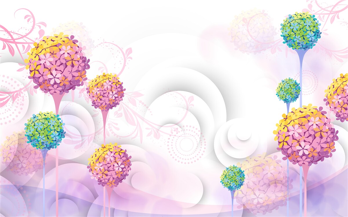 Fotobehang paardenbloemen in abstracte kleuren