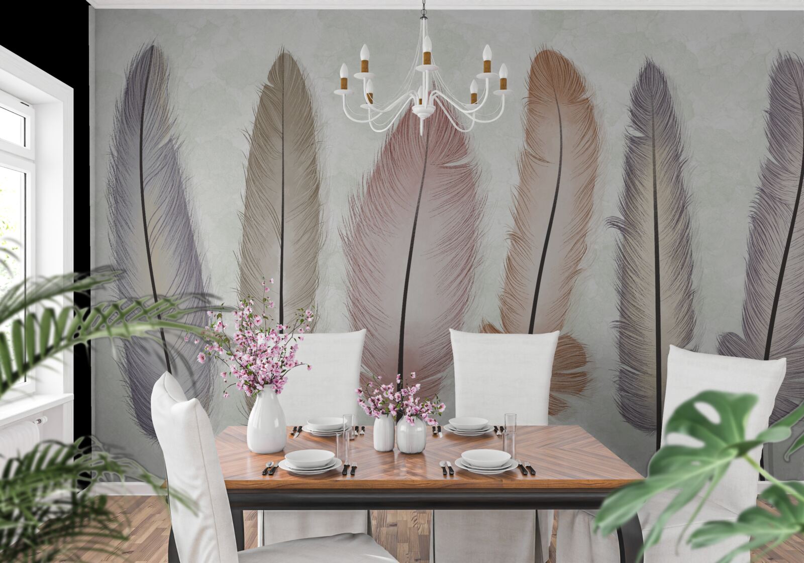 Fotobehang prachtige pastelveren hebben een aanzienlijke lengte